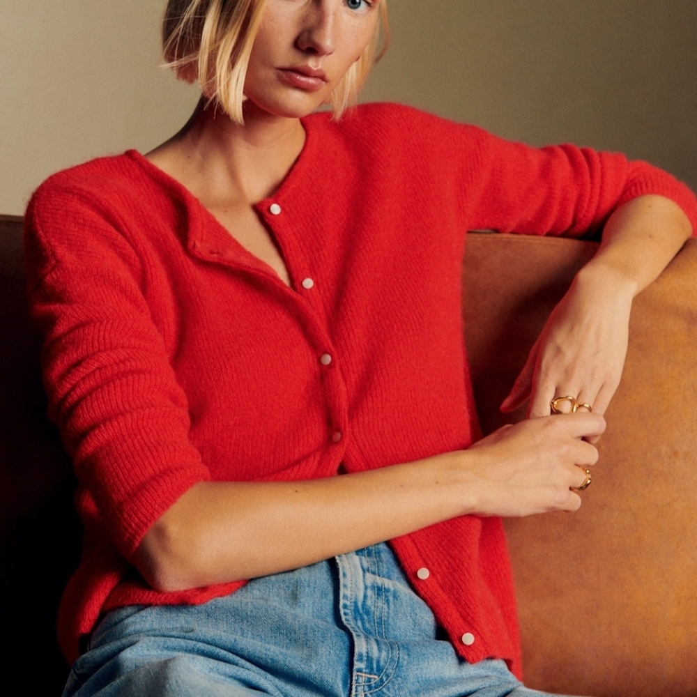 Sezane Red Gaspard Cardigan